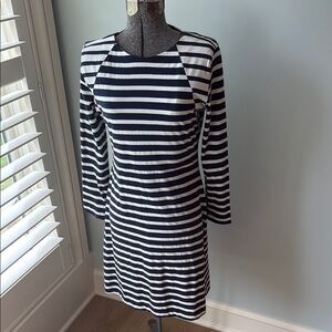 J Crew 365 Elegant Blue and White Long Sleeve Dress